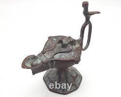 Ancient Medieval Persian Islamic Seljuk Oil Lamp Bronze Circa 12th #CP339