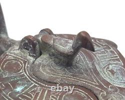 Ancient Medieval Persian Islamic Seljuk Oil Lamp Bronze Circa 12th #CP339