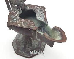 Ancient Medieval Persian Islamic Seljuk Oil Lamp Bronze Circa 12th #CP339