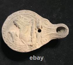 Ancient Roman or Holy Land Terracotta Oil Lamp 3 1/8 Antique