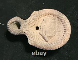 Ancient Roman or Holy Land Terracotta Oil Lamp 3 1/8 Antique