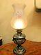 Anique German Kerosene, oil Lamp with AMAZING GLASS SHADE H. 51 cm