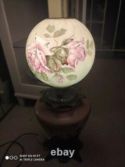 AntiqueGONE WITH THE WIND PARLOR BANQUET oil LAMP GWTW FLOWERElectrified