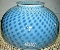 Antique 14 Opalescent Blue Coin Spot Kerosene Oil Hanging Lamp Dome Shade Optic