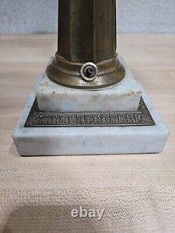 Antique 1800 Gilded Brass 2 Step Marble Electrified American Astral Oil Lamp