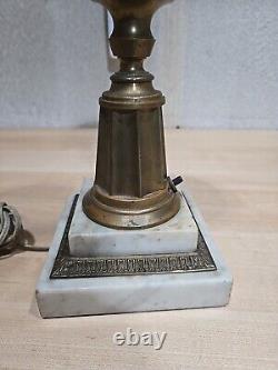 Antique 1800 Gilded Brass 2 Step Marble Electrified American Astral Oil Lamp