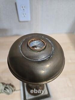 Antique 1800 Gilded Brass 2 Step Marble Electrified American Astral Oil Lamp