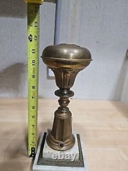 Antique 1800 Gilded Brass 2 Step Marble Electrified American Astral Oil Lamp