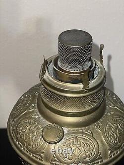 Antique 1800's Brass Hipwell Kerosene Oil lamp Cherubs Very Rare & Htf Exc