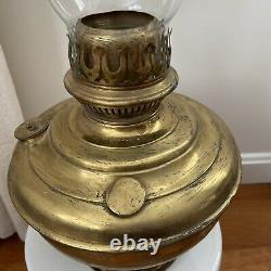 Antique 1800's Hanging Country Store Brass Kerosene Lamp with Chimney