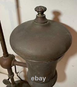 Antique 1800's Manhattan brass co. Large ornate electrified oil student lamp