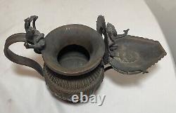 Antique 1800's Nepalese Nepal bronze SUKUNDA VISHNU GANESH NAGAS SNAKE oil lamp