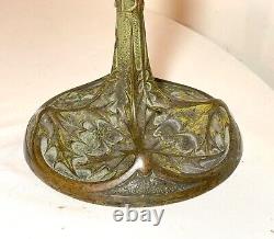 Antique 1800's Ornate Art Nouveau Patinated Bronze Leleu Paris Salon Oil Lamp