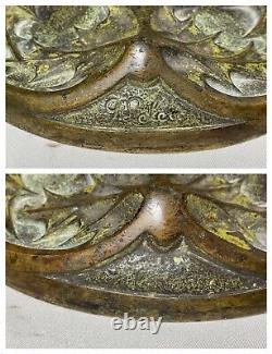 Antique 1800's Ornate Art Nouveau Patinated Bronze Leleu Paris Salon Oil Lamp