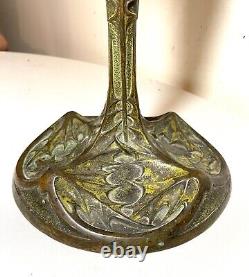 Antique 1800's Ornate Art Nouveau Patinated Bronze Leleu Paris Salon Oil Lamp