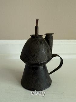 Antique 1800's Petticoat Metal Peg Finger Whale Oil Lamp 4.5