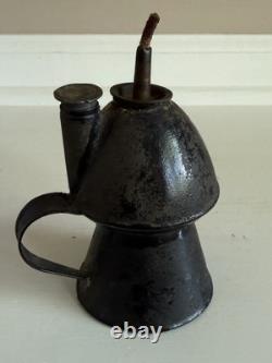 Antique 1800's Petticoat Metal Peg Finger Whale Oil Lamp 4.5