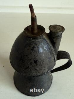 Antique 1800's Petticoat Metal Peg Finger Whale Oil Lamp 4.5