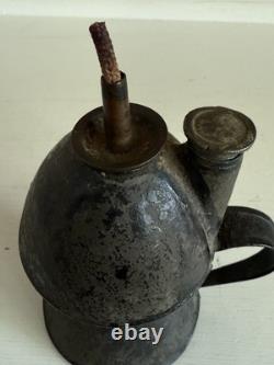 Antique 1800's Petticoat Metal Peg Finger Whale Oil Lamp 4.5