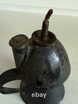 Antique 1800's Petticoat Metal Peg Finger Whale Oil Lamp 4.5