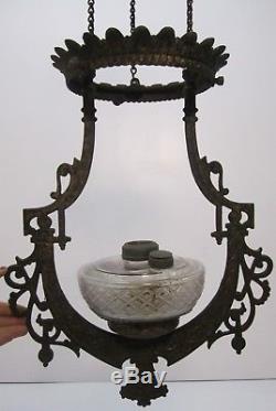 Antique 1800s Bradley Hubbard Cast Iron Horse Hanging Oil Lamp Pulley For Parts