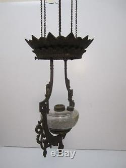 Antique 1800s Bradley Hubbard Cast Iron Horse Hanging Oil Lamp Pulley For Parts