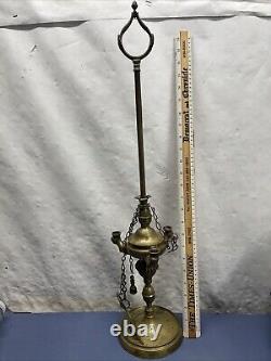 Antique 1800s Brass Oil Lamp Florentine 3 Burners 3 Tools