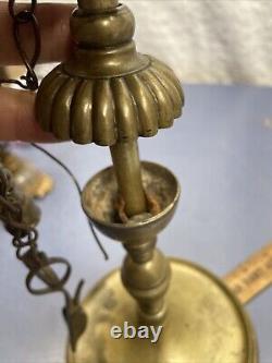 Antique 1800s Brass Oil Lamp Florentine 3 Burners 3 Tools