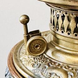 Antique 1800s Ornate Metals & Onyx Marble GWTW Banquet Oil Lamp Electrified 32