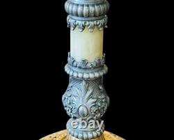 Antique 1800s Ornate Metals & Onyx Marble GWTW Banquet Oil Lamp Electrified 32
