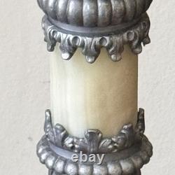 Antique 1800s Ornate Metals & Onyx Marble GWTW Banquet Oil Lamp Electrified 32