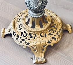 Antique 1800s Ornate Metals & Onyx Marble GWTW Banquet Oil Lamp Electrified 32
