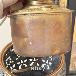 Antique 1800s Ornate Metals & Onyx Marble GWTW Banquet Oil Lamp Electrified 32