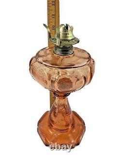 Antique 1800s PINK Glass Beaded Heart Sweetheart KEROSENE Oil Lamp