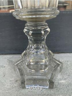 Antique 1840's Boston & Sandwich Flint Glass Whale Cigar Oil Lamp 2 burner