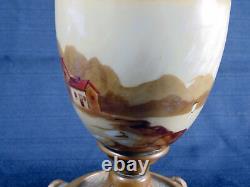 Antique 1860's Parlor Hurricane Oil Lamp Handpainted Farmhouse Sailboat Lake