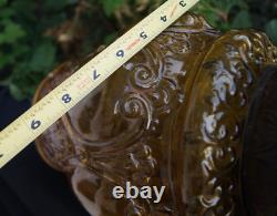 Antique 1870 1910 AMBER PATTERN Glass Shade Hall Parlor Hanging Oil Lamp