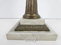 Antique 1870's MILLER Etched Cranberry Cut To Clear Victorian Footed Oil Lamp