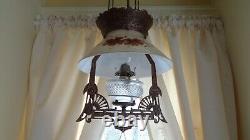 Antique (1870s) Iron Horse Hanging Lamp (Restored)