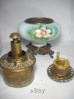 Antique 1880's Bradley & Hubbard 22 GWTW Oil Lamp Lovely Hand Painted Flowers