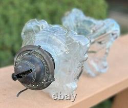 Antique 1880's Original Riverside Massive Sewing Princess Feather Glass Oil Lamp