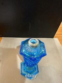 Antique 1880s Deep BLUE Boston & Sandwich Glass Whale Oil EXQUISITE Color Mint