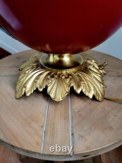 Antique 1880s GWTW Red Cased Glass Kerosene Oil Banquet Parlor Lamp Eagle Base