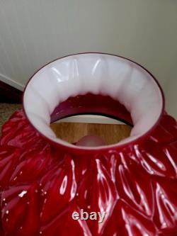 Antique 1880s GWTW Red Cased Glass Kerosene Oil Banquet Parlor Lamp Eagle Base
