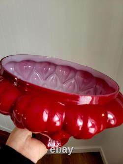 Antique 1880s GWTW Red Cased Glass Kerosene Oil Banquet Parlor Lamp Eagle Base