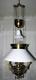 Antique 1882 Hanging Library Oil Lamp with Brass Frame Opal White Shade Smoke Bell