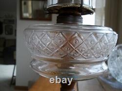 Antique 1885 Thousand Eye Amber & Blue Glass Oil Lamp Kerosene Lamp-EAGLE Burner