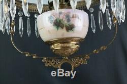 Antique 1890's GWTW Hanging Oil Lamp-Retractable Ceiling Home Lighting