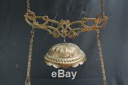 Antique 1890's GWTW Hanging Oil Lamp-Retractable Ceiling Home Lighting