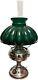Antique 1890's Original Rayo Brass Oil Lamp Converted withForest Green Glass Shade